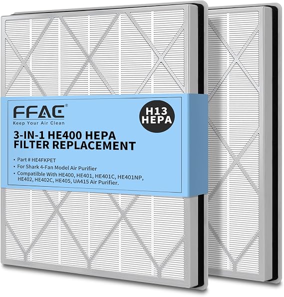 2 Pack HE401 Filter Replacement for Shark Air Purifier 4-Fan Model