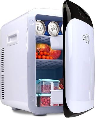 Mini Fridge for Bedroom, 15L Portable Skincare Fridge, Rapid Cooling & Heating, 3 Shelves, ACDC for Home & Car White & Black