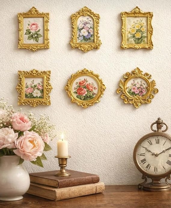 HOUSETREND Mini Çerçeveler 6’lı Ev Dekorasyonu Museum Of Us Sevgililer Günü Mini Müze Dekoru (GOLD)