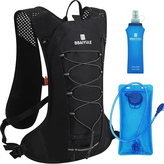 Hydration Backpack with 2 L Hydration Bladder and 470 ml Bottle, Water Backpack, Large Running Vest Backpack, Running Backpack for Men and Women, Hiking, Cycling