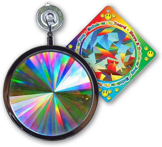 Rainbow Symphony - Rainbow Window Suncatcher Prism Light Catcher for Windows Creates Vibrant Rainbows 4" Hanging Sun Catcher with Axicon Pattern and Bonus Decal Made in USA