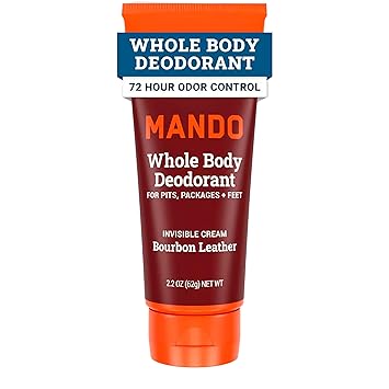 Mando Whole Body Deodorant - Mens Aluminum-Free Invisible Cream Deodorant - Bourbon Leather - 2.2oz - Pack Of 01