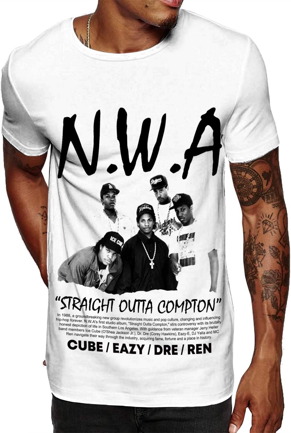 Swag Point Men’s Graphic T Shirts – Group 19 100% Cotton Short Sleeve Print Streetwear Vintage Hip Hop Tee Casual Tops NWA POSTER L