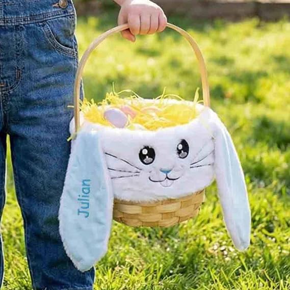 Personalized Bunny Ears Easter Basket (Blue)
