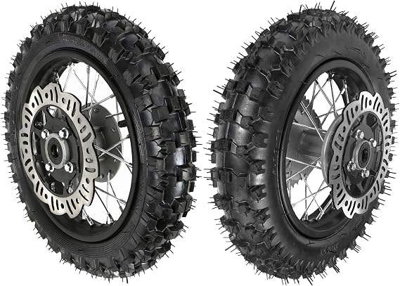 Front 2.50-10 Dirt Bike Tire & Rear 3.00-10 Tire 10" Tire Rim Wheels with Sprocket Disc Brake Kit for CRF50 XR50 SSR Apollo Taotao Coolster 50cc 70cc 90cc 110cc Pit Dirt Bike Motorcycle Off Ro