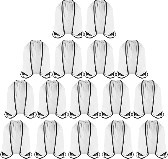 GoodtoU Drawstring Backpacks Bulk Cinch Bags - Bulk Drawstring Bags String Backpacks 16 Pcs White