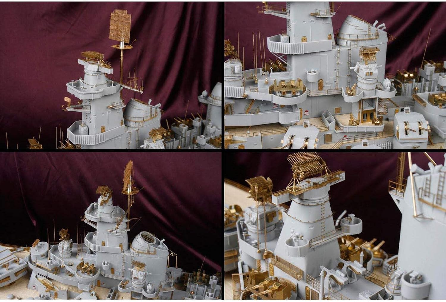 MK1 Design 1200 USS BB-61 Iowa Wooden Deck & Photo Etched Parts Detail-Up Set Upgrade Pack for Trumpeter® Iowa Model Ship Kit 1200 Scale