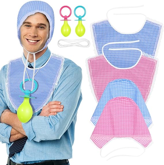 Adult Baby Costume Set Pacifier Bib Hat Party Props Cosplay Accessories for Themed Events Funny Baby Clothing Outfit 2 Sets