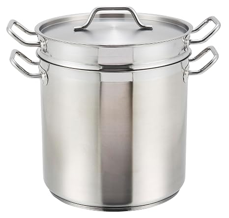 Winco 8 qt Stainless Steel Double Boiler with Cover