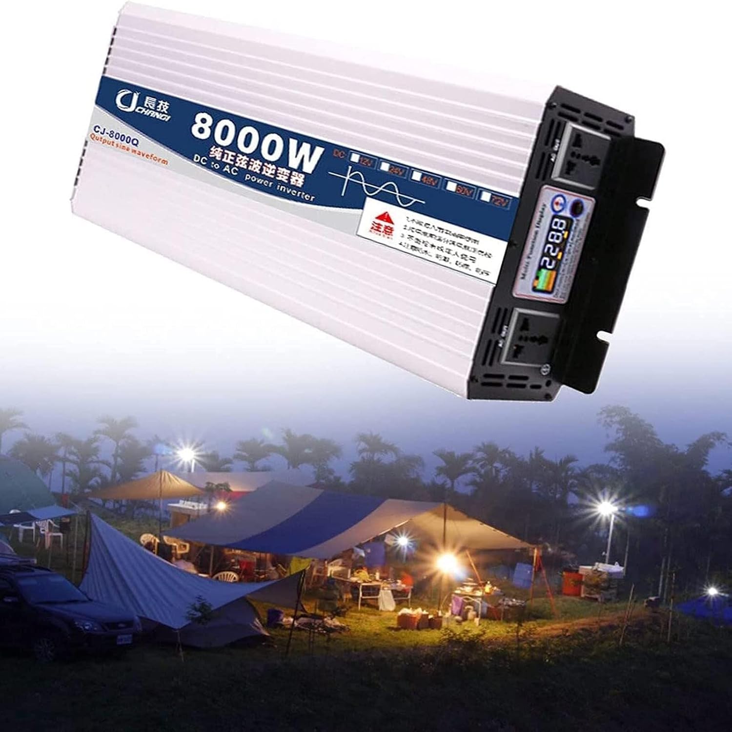 Auto Pure Sine Wave Inverter 5000W 6000W 7000W 8000W Voltage Converter DC 12V24V48V60V to AC 110V220V230V240V Converter - Inverter Converter with Socket and USB Port 7000W-24Vto220V8000w,12Vto2