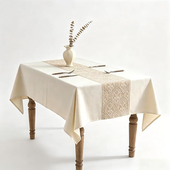 Extra Long Rectangle Linen Tablecloth Spillproof Cloth, 55x134 Inch