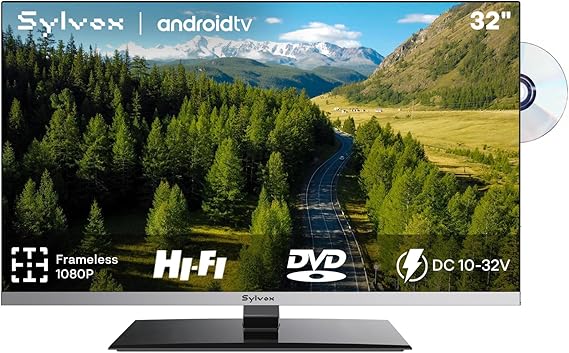SYLVOX 32" Smart TV with DVD Player, Frameless 1080P Small TV for Caravans