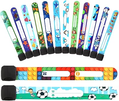 Chinco 14 Pieces Children Safety ID Wristband Reusable Identification Bracelets Waterproof ID Band Safety Wristband for Boys and Girls Cool Style