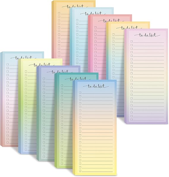Censen 10 Pack 500 Sheets to Do List Notes Daily Checklist Notepad with 50 Sheets Undated Memo Pad Color Block Shopping List Weekly Plan Notepad Organizer Planners(Vivid Color,Lined)