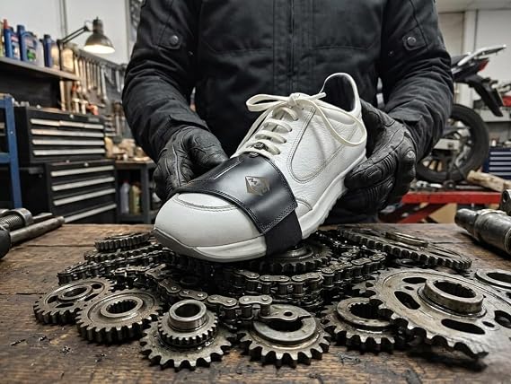 MTN Mak77 Motosiklet Ayakkabı koruma pedleri, vites ayakkabı koruyucu,motorcycle shoe protector,motosiklet deri aksesuar%100 Doğal deri (parlaksiyah)