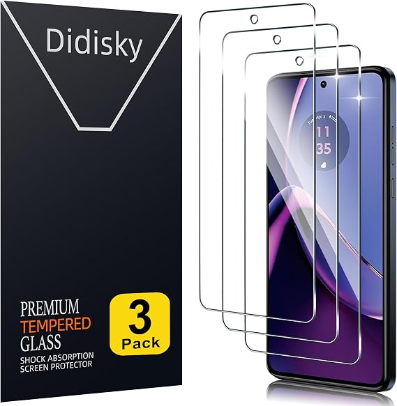 Didisky 3 Pack Tempered Glass Screen Protector for Motorola Moto G84 5G, Scratch-Resistant, 9H Hardness, No Bubbles, High Definition Screen Protector, Easy to Use