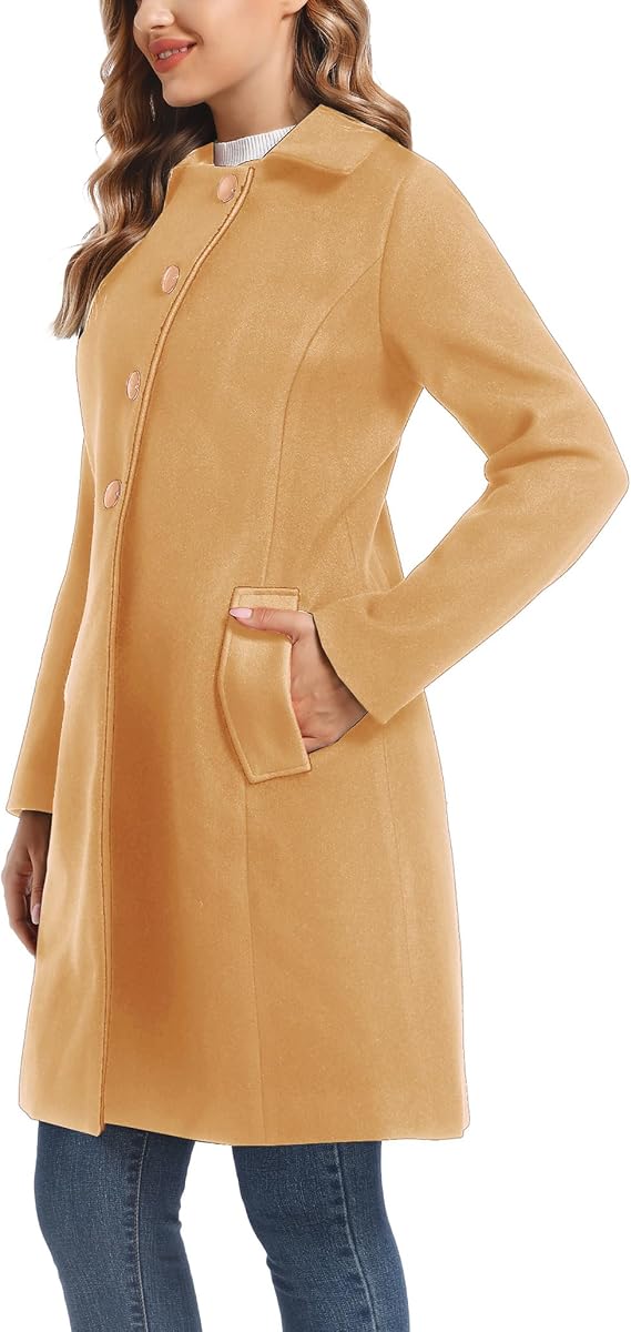 Women's Notched Lapel Single Breasted Outwear Winter Coat