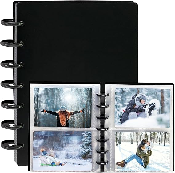 Photo Album 4x6 Photos, 80 Pockets Hard Cover Small Mini Capacity Pictures Album for Family Wedding Anniversary Baby Vacation (Black)