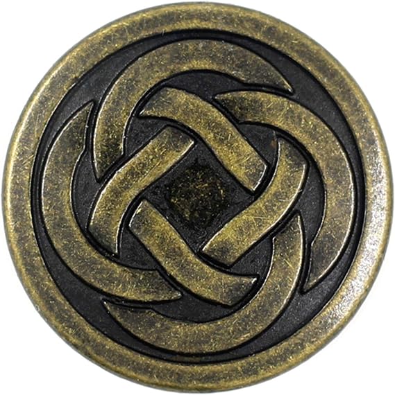 Bezelry 12 Pieces Tiny Celtic Knot Metal Shank Buttons. 20mm (3/4 inch) (Antique Brass)