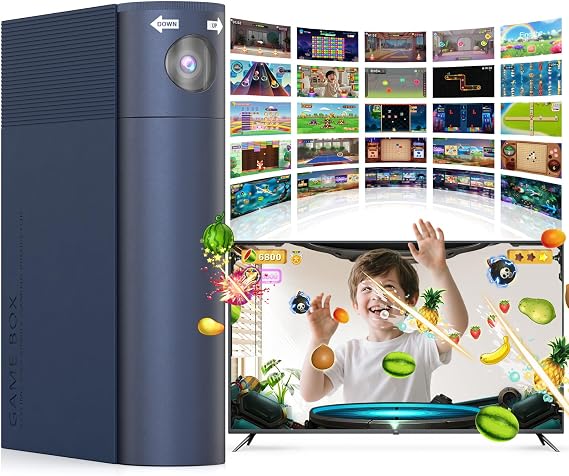MetFut AR Motion Gaming Console for Kids with Adjustable Camera -Navy Blue | AI motion tracking,Motion & Controller Games,Plug & Play Video Games for TV,Gift for Aged 4-12,Indoor Interactive family fun