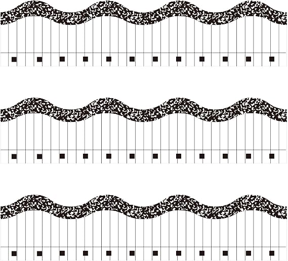 Starboling 50 Feet Bulletin Board Border,Black and White Striped Scalloped Bulletin Board Trim Classroom Borders for Back to School,Classroom & Offices