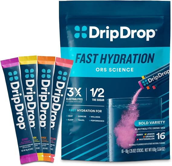 DripDrop Hydration Bold Variety Pack, Electrolyte Packets, 16 Count