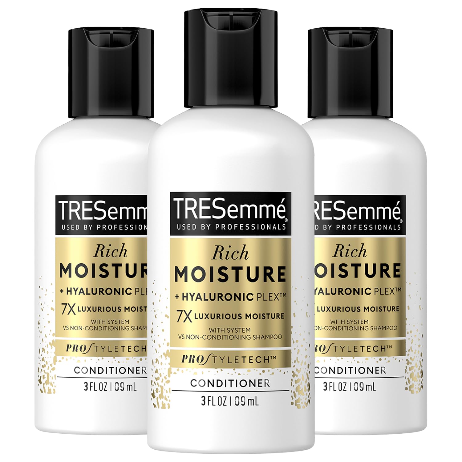TRESemmé Conditioner Moisture Rich - Ceramide  Hyaluronic Acid, Travel-Size Conditioner for Damaged Hair, Moisturizing Conditioner TREsemme, Hair Care Products for WomenMen, 3 Oz Pack of 3