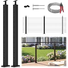 42" One-Stop Cable Railing Post Kits, 2Pack Level Drilled Line Post, Adjustable Top Cable Railing System Including 2 Railing Post, 101ft Cable, 12 Sets Terminal, 48 Cable Grommets (No Handrail)