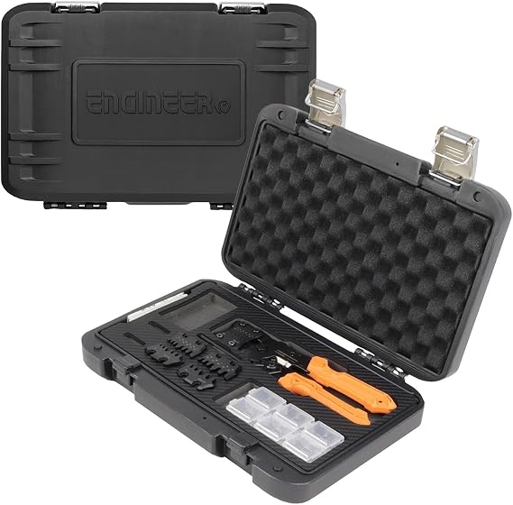 ENGINEER PAD-02 Handy Crimp Tool Kit Complete Set. Made in Japan: Versatile Precision Universal Crimping Set with 3 Inter-Changeable Dies. Orange