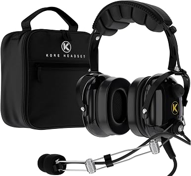 P1 General Aviation Headset for Pilots - Mono, Passive Noise Reduction, Noise Canceling Microphone, Acoustic Ear Cup, AUX Port, GA Dual Plug with Headset Bag