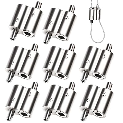 116 Inch Cable Clamps, 116 M3 304 Stainless Steel Wire Rope Cable Clip Clamp, Two Way Wire Rope Clips for 1.5-2.0mm Wire Rope for Holiday Decorations for OutdoorsIndoors - 8 PCS