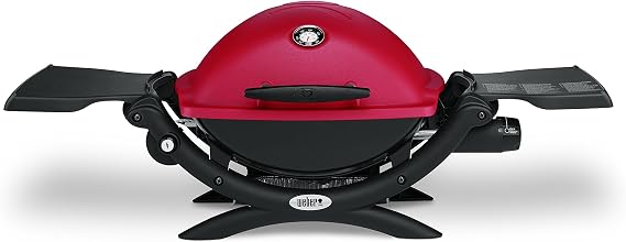 Weber Q 1200 Portable Gas Grill, Propane Grill for Outdoor Cooking, Red | 8, 500 BTU burner, electronic ignition, cast-iron grates