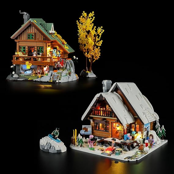 FUNWHOLE Ski-Cabin and Mountain-Cabin House Lighting Building-Bricks Set
