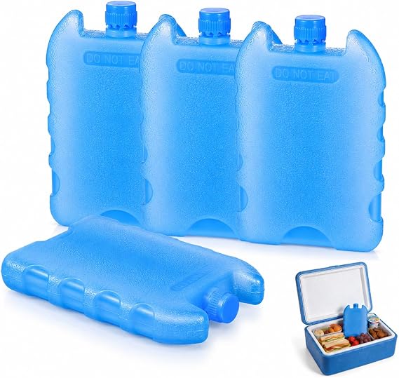 4pcs Mini Ice Packs for Swamp Cooler, Ice Packs for Coolers, Reusable Freezer Blocks for Air Cooler Portable Ice Storage