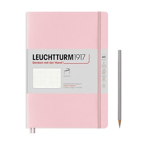 LEUCHTTURM1917 - Notebook Softcover Medium A5-123 Numbered Pages for Writing and Journaling (Dotted, Powder)