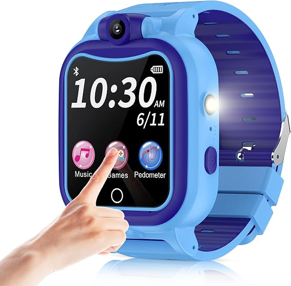 Kids Smart Watch Boys 3-10 Year,Touchscreen Children Digital Watch with Camera Mp3 Pedometer Games Boys Watches Toys Christmas Birthday Gifts- Blue