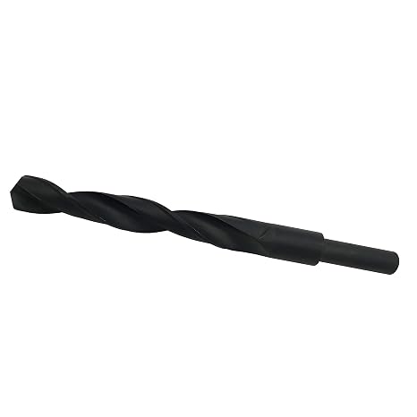 14mm (9/16") HSS Reduced Shank Drill Bit, 10mm (0.4") Shank, 155mm (6.1") Length, Black Oxide Finish, 118 Split Point, 2 Flutes, 1 Count
