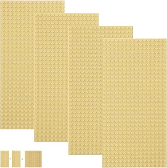 4 base Plates Compatible with Lego, Baseplate 5"x10" with 16 x 32 stud board (Sand)