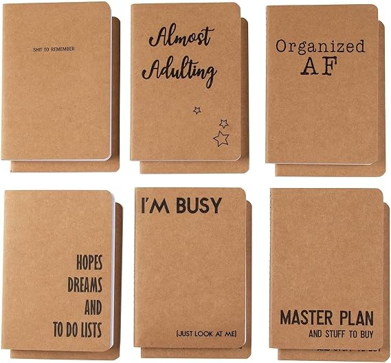 Paper Junkie A6 Kraft Paper Pocket Notebook Set - 4 x 5.75 In, 12-Pack, Brown Rustic, Soft Cover - Funny Mini Notebooks & Funny Pocket Journal for Note Taking