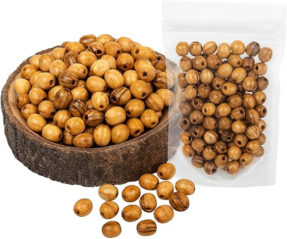 8mm Oval Bethlehem Olive Wood Rosary Beads - Natural Wooden Beads Wooden for Jewelry Making (60pcs) Cuentas de Madera Rosary Bracelet Craft Supplies Jerusalem with Certificate BEAD006