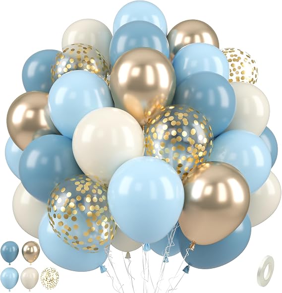 Paready Blue Balloons, Dusty Blue for Baby Shower and Boys Birthday 50 Pcs