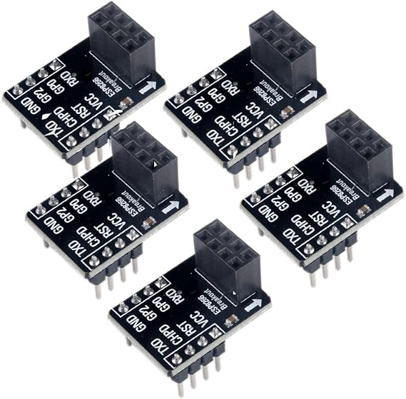ESP8266 ESP-01 ブレークアウトボード ESP-01S ブレッドボードアダプター PCBボード シリアルWiFiトランシーバーネットワークモジュール用 5個パック
