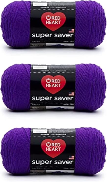 Red Heart Super Saver Yarn for Crocheting & Knitting, Amethyst, 3-Pack