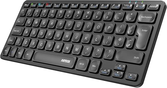 Arteck Universal Multi-Device Bluetooth Keyboard Ultra Slim and Compact Wireless Bluetooth Keyboard with Media Hotkeys for Windows iOS iPad OS Android Computer Desktop Laptop Surface Tablet Smartphone