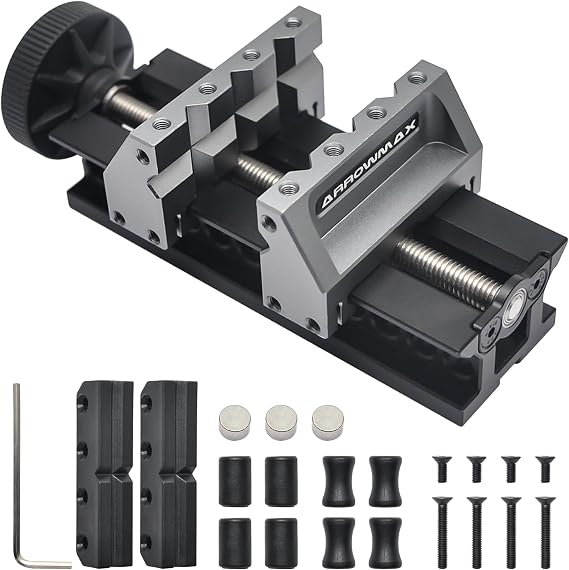AM ARROWMAX Precision Double-Ended Mini Bench Vise - Crafted from aerospace-grade aluminum alloy and precision CNC machined, Enhance Precision and Stability for Crafts,Jewelry Making