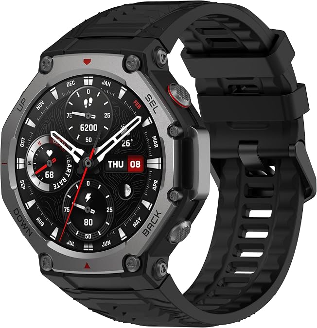 hengkang Fit for Amazfit T-Rex 3 Watch Bands, Adjustable Sport Silicone Replacement Band Straps Wristbands Bracelet Fit for Amazfit T-Rex 3 Rugged/Military Smart Watch