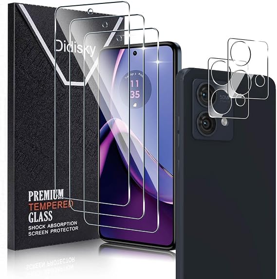 Didisky 3+2 Pack Tempered Glass Screen Protector for Motorola Moto G84 5G, 3 Pack Tempered Glass and 2 Pack Camera Protector Screen Protector, 9H,Easy to Install