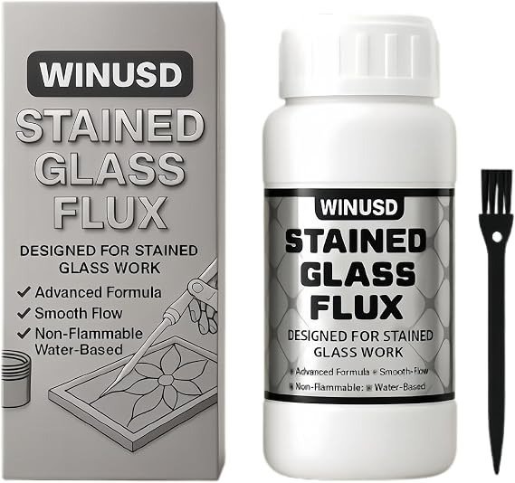 8oz Liquid Solder Flux for Stained Glass Soldering | Water-Based Liquid Zinc Flux for Solder Work, Glass Repair & Electronics Repair | Soldering Tools Stained Glass Supplies Kit for DIY Projects