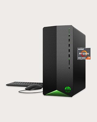 HP Pavilion Gaming Desktop, AMD Ryzen 7 5700G Processor, NVIDIA GeForce RTX 2060 graphic, 16 GB RAM, 1 TB SSD, Windows 11 Pro TG01-2460, shadow black