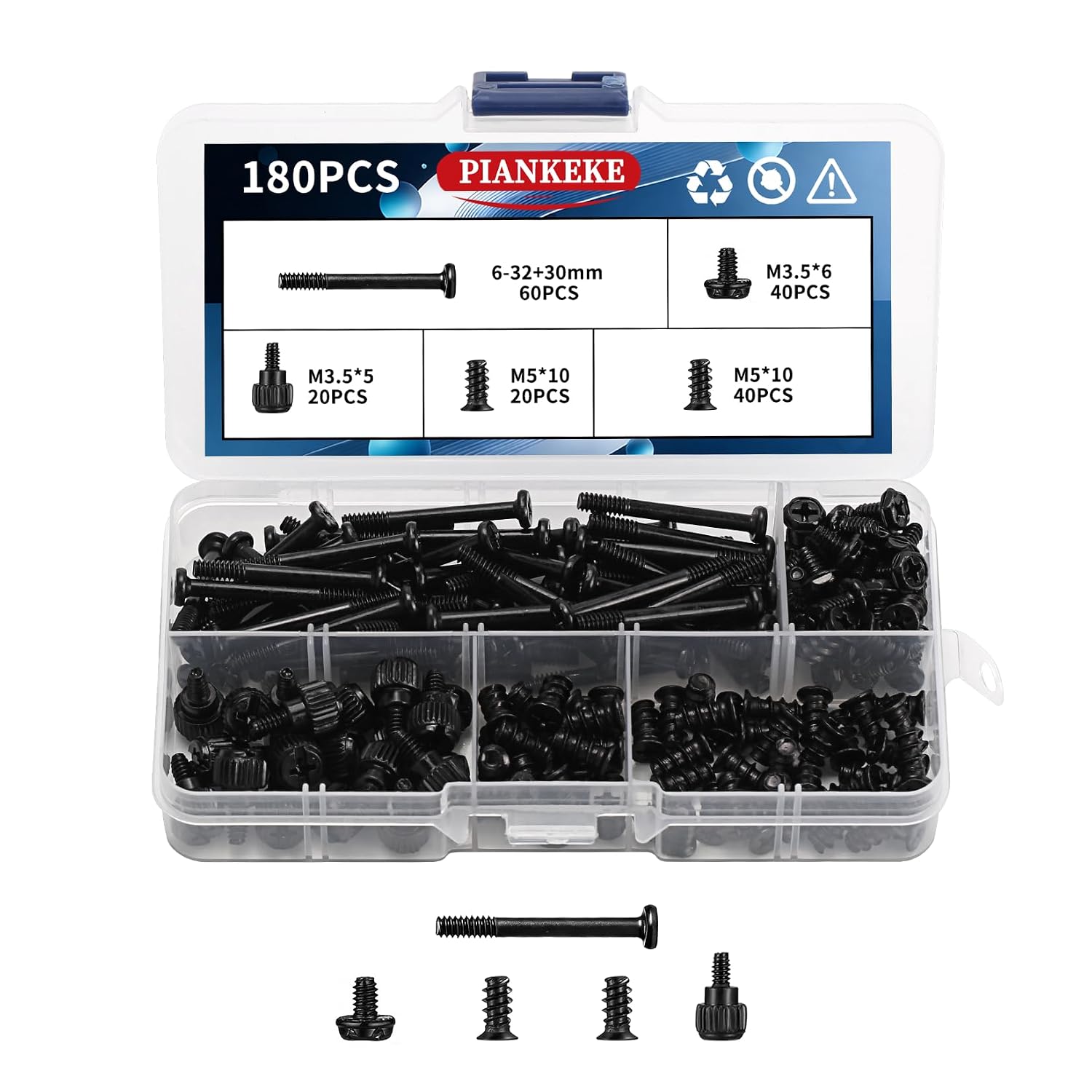 180 Pcs Computer Screws, PC Fan Screws, PC Case Screwsset, Long Short Computer Thumb Screw Set for PCs Fans Hard Drive Standoffs Assortment